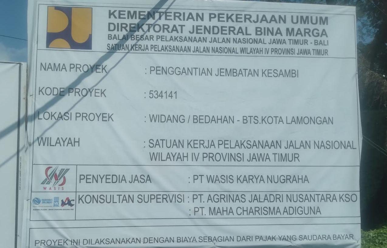 Jembatan Kesambi Lamongan Minim Informasi Publik Jadi Sorotan