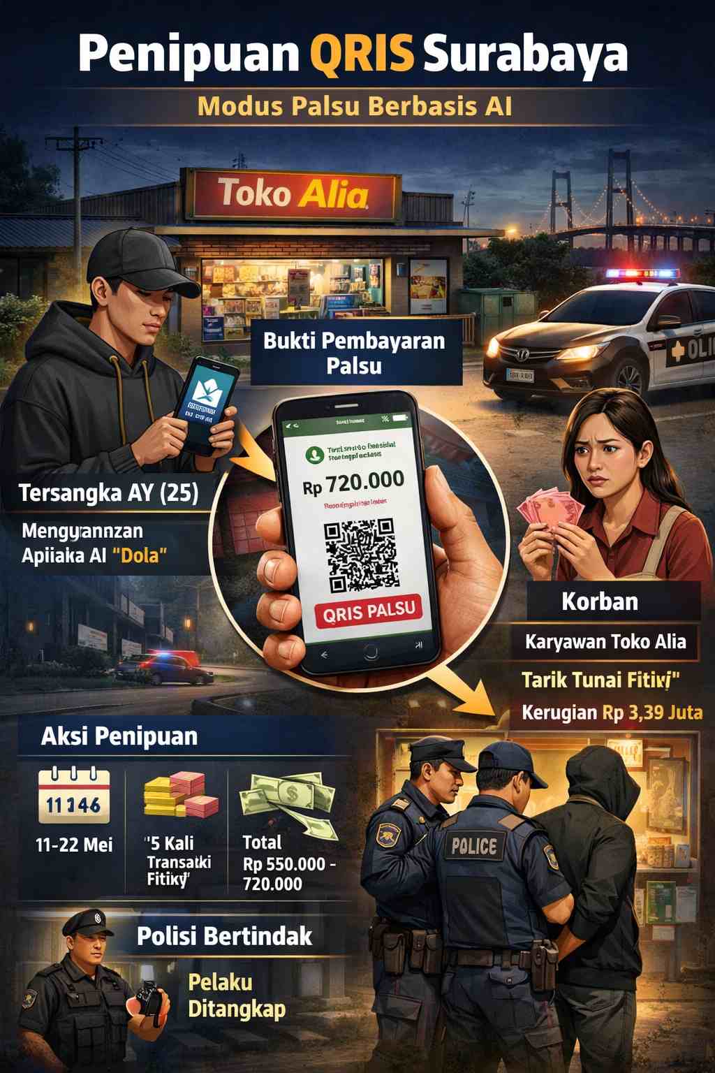 Penipuan QRIS Surabaya Dibongkar, AI Jadi Senjata