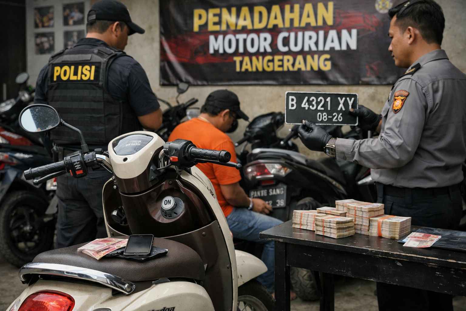Penadahan Motor Curian Tangerang Terbongkar Polisi